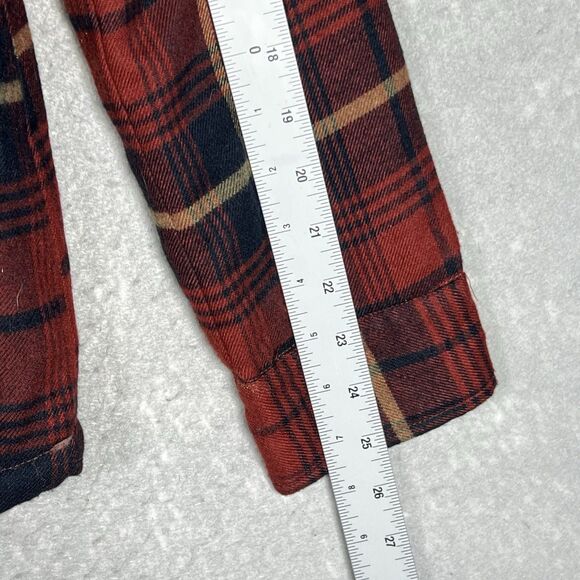 Altar’d State Jacket Women’s Medium Sherpa Lined Burgundy Plaid Coat Snap Button - Picture 8 of 12